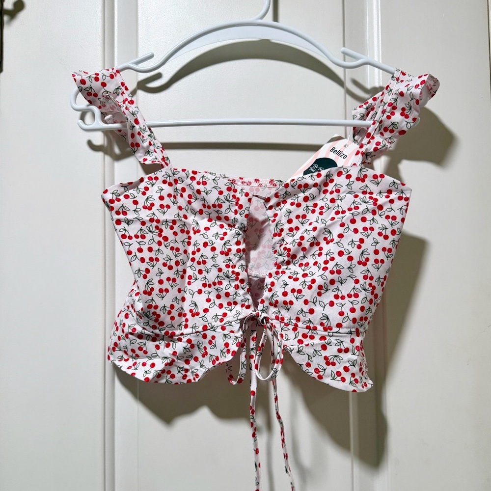 Cherry Print Crop Top with Tag